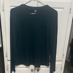 SHEIN Dark Teal Ribbed Blouse